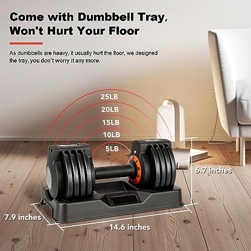 Adjustable 25/55 lbs Dumbbell Set for Home Gym Fitness Equipment, Non-slip Quick Adjust Swivel Handle Dumbbell Pair, Ide
